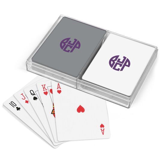 4 Initial Rounded Monogram Double Deck Playing Cards